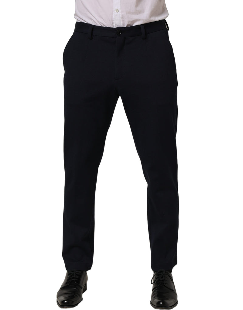 Pantalones de vestir ajustados de algodón negro de Dolce & Gabbana