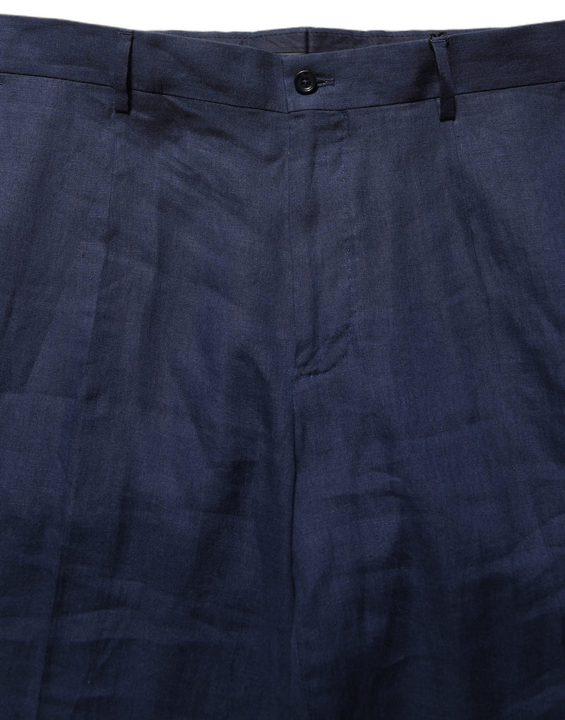 Calça social masculina reta azul de linho Dolce & Gabbana