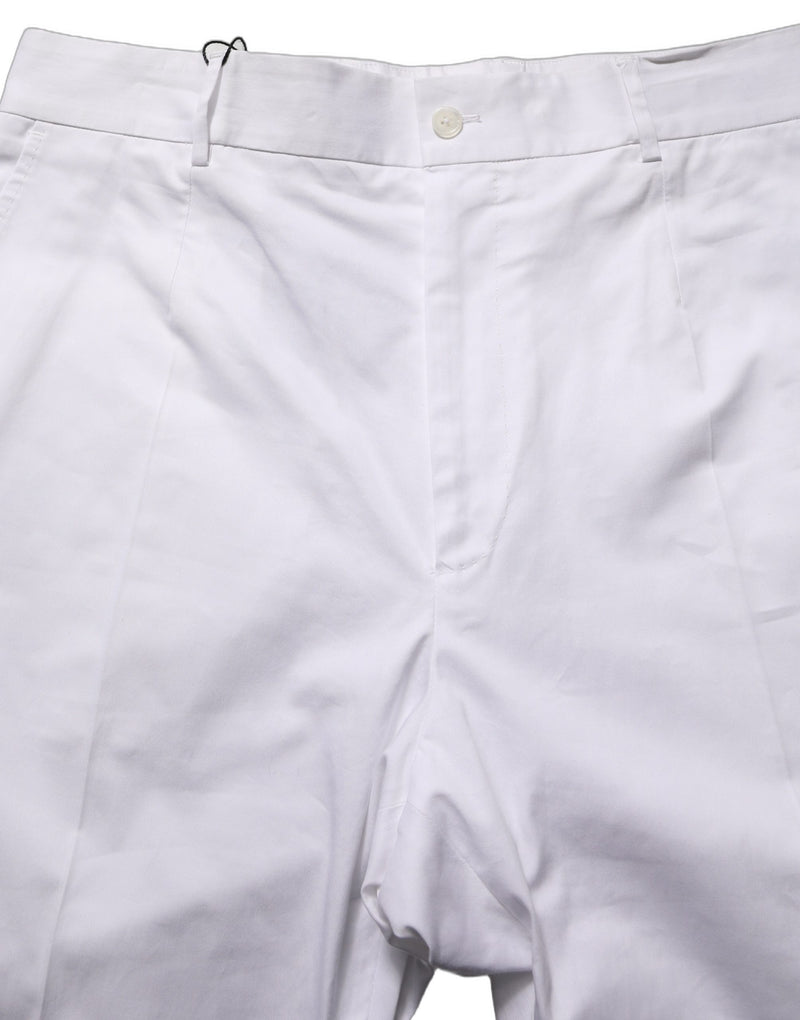 Pantaloni eleganti affusolati in cotone bianco Dolce & Gabbana