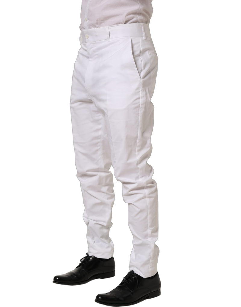 Pantaloni eleganti affusolati in cotone bianco Dolce & Gabbana