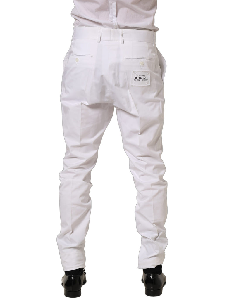 Pantaloni eleganti affusolati in cotone bianco Dolce & Gabbana