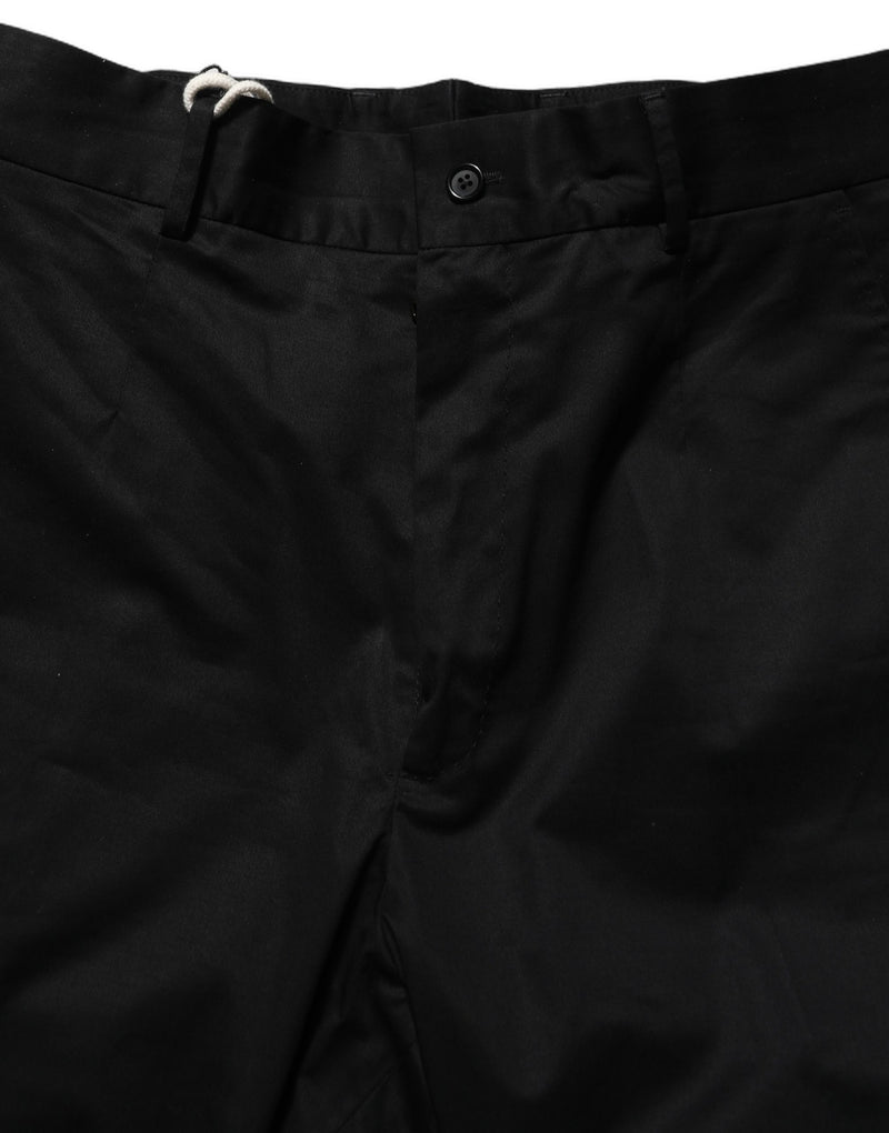 Pantalones de vestir ajustados de algodón negro de Dolce & Gabbana
