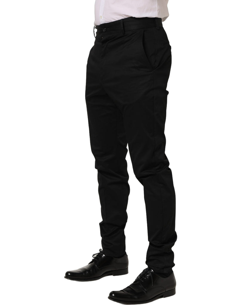 Pantalones de vestir ajustados de algodón negro de Dolce & Gabbana