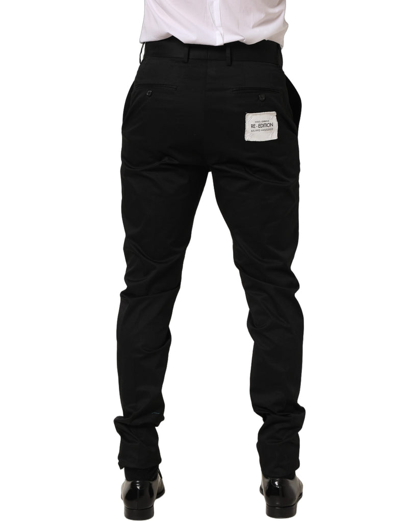 Pantalones de vestir ajustados de algodón negro de Dolce & Gabbana