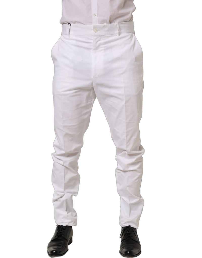 Pantaloni eleganti affusolati in cotone bianco Dolce & Gabbana