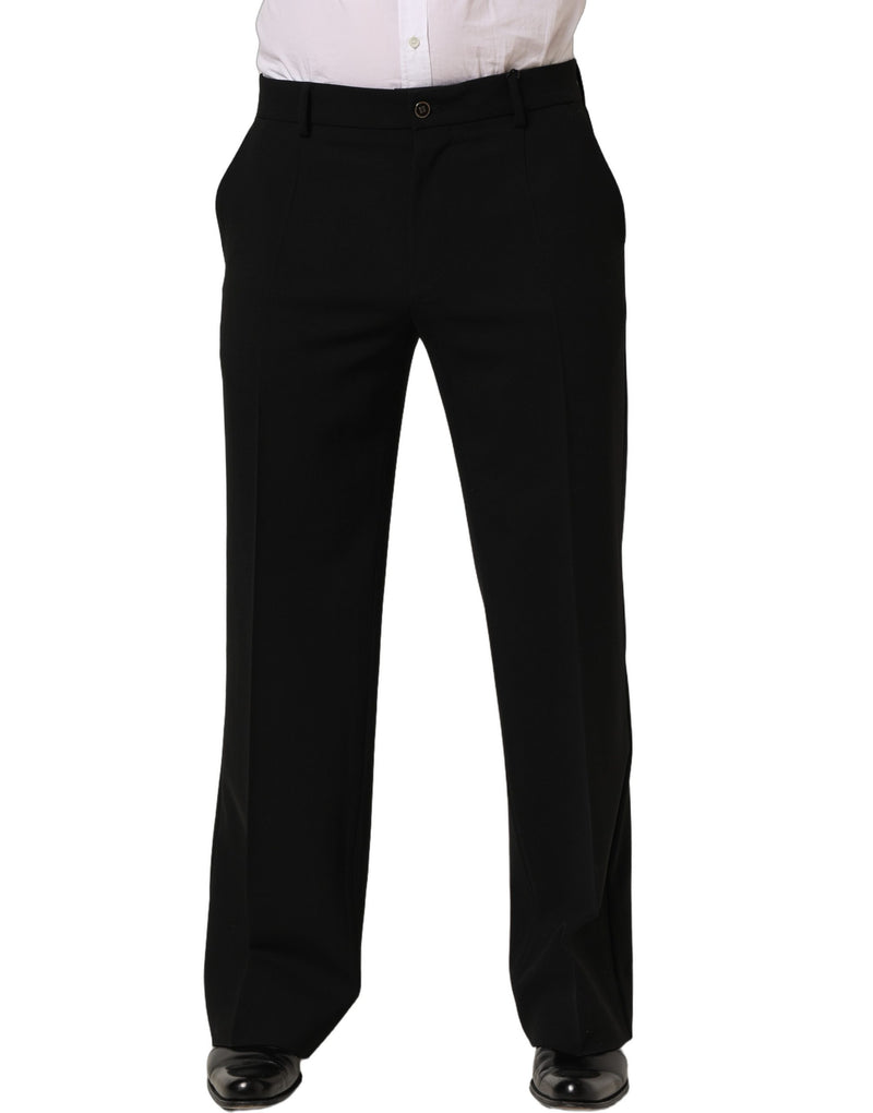 Calça social masculina de lã preta Dolce & Gabbana com pernas retas