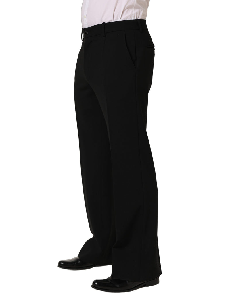 Calça social masculina de lã preta Dolce & Gabbana com pernas retas