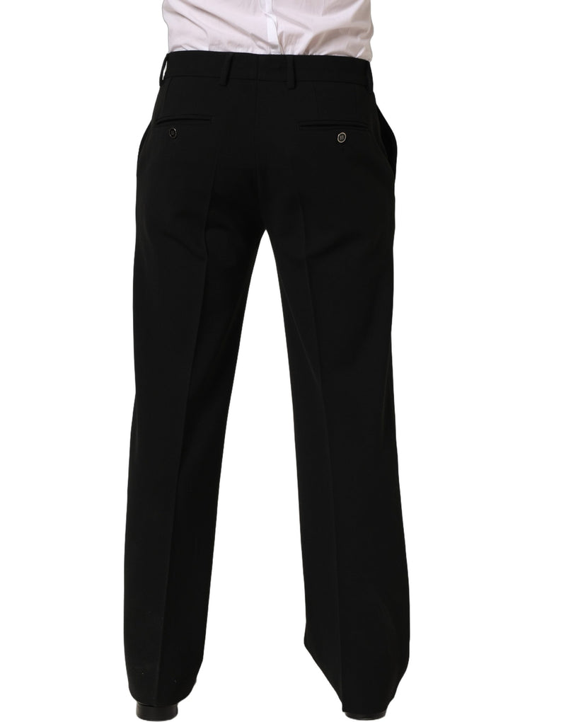 Calça social masculina de lã preta Dolce & Gabbana com pernas retas