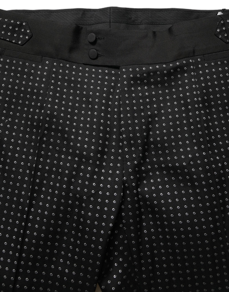 Pantaloni eleganti in cotone nero a pois Dolce & Gabbana