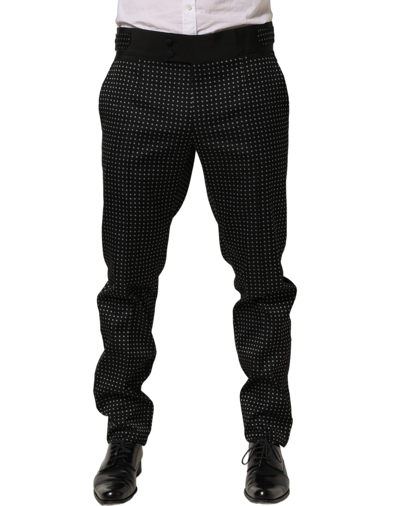 Pantaloni eleganti in cotone nero a pois Dolce & Gabbana