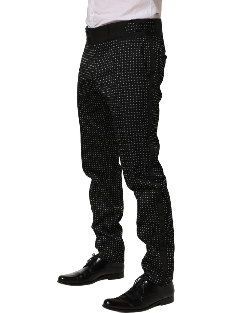 Pantaloni eleganti in cotone nero a pois Dolce & Gabbana