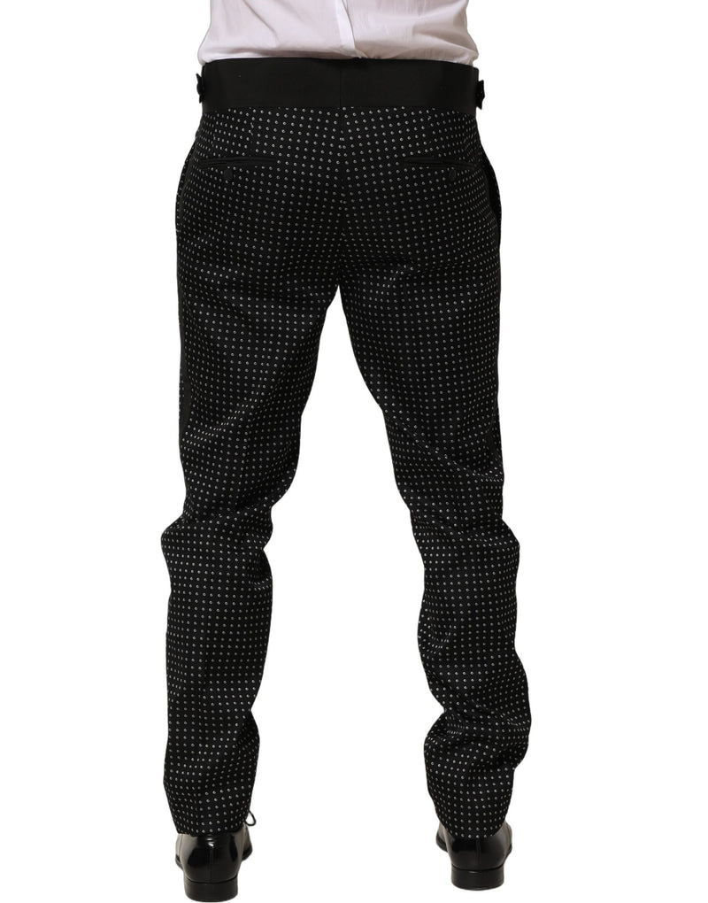 Pantaloni eleganti in cotone nero a pois Dolce & Gabbana