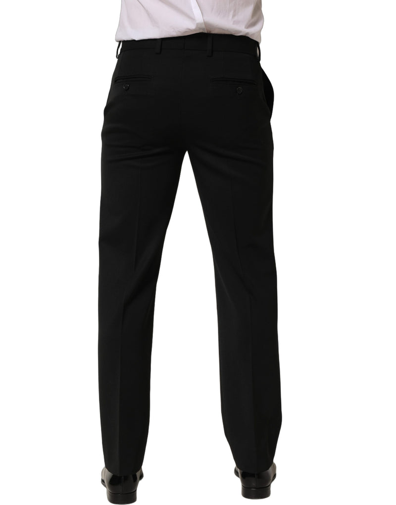 Pantaloni eleganti da uomo affusolati in lana nera Dolce & Gabbana