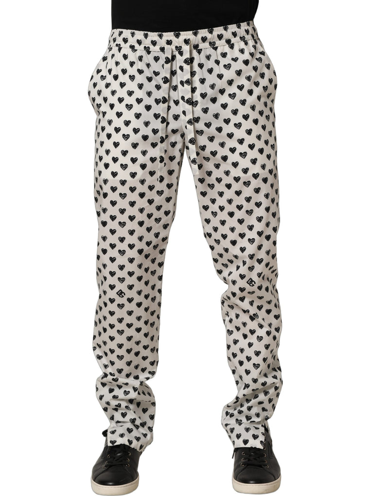 Pantaloni da uomo Dolce & Gabbana bianchi con stampa grafica a cuore