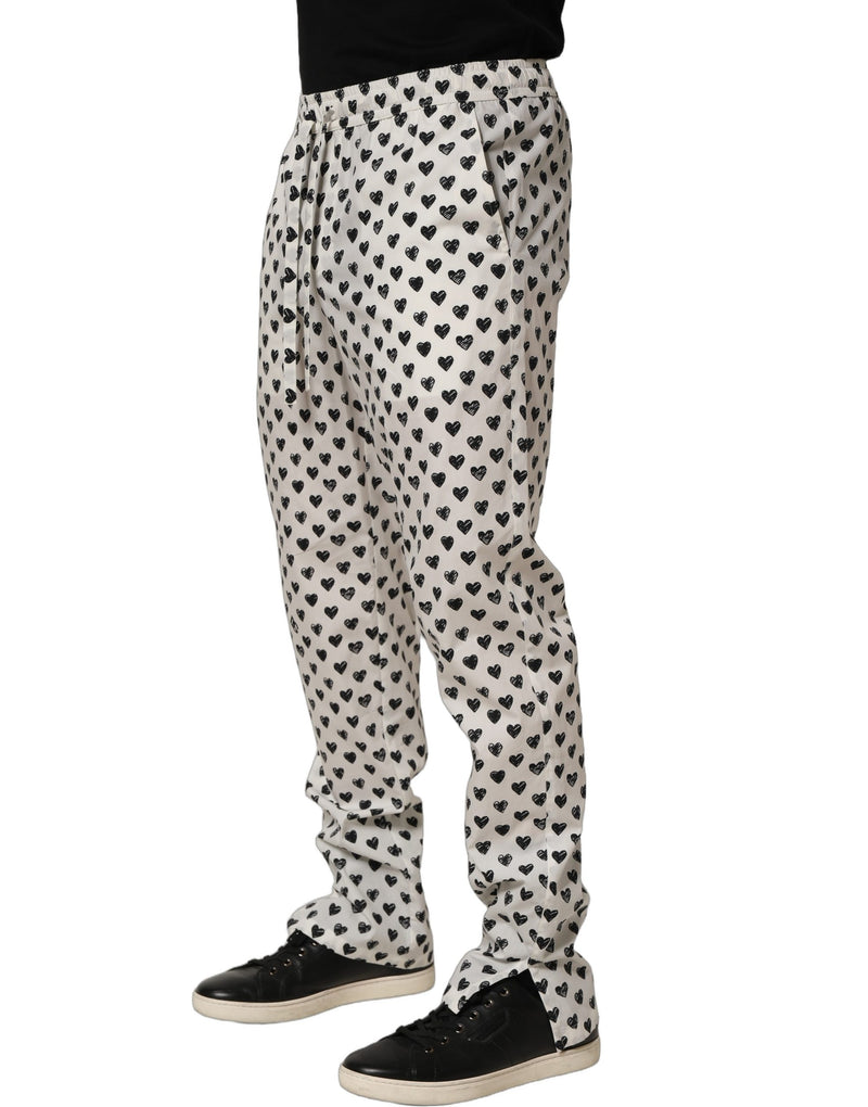 Pantaloni da uomo Dolce & Gabbana bianchi con stampa grafica a cuore