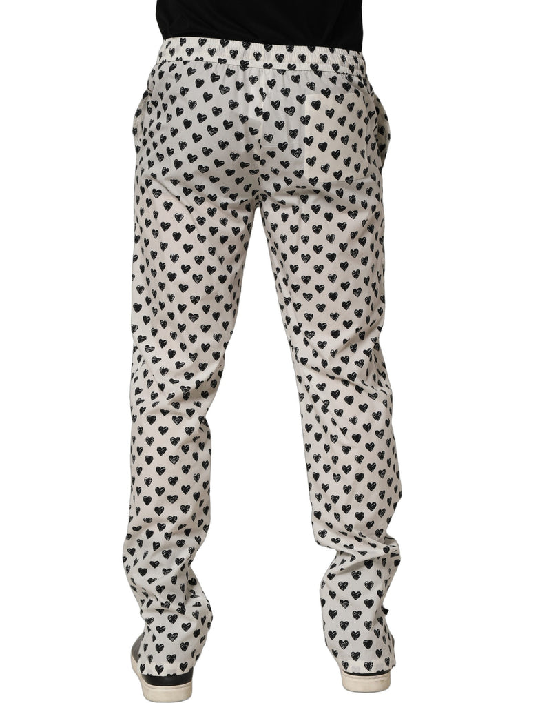 Pantaloni da uomo Dolce & Gabbana bianchi con stampa grafica a cuore