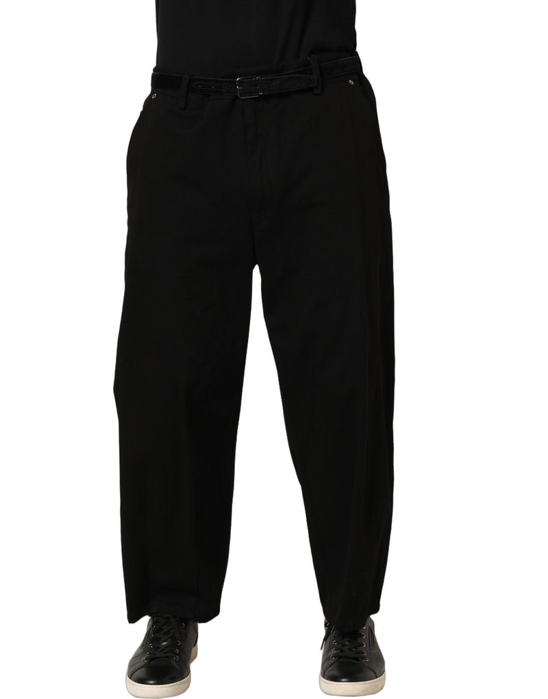 Calça masculina de corte reto e cintura média preta Dolce & Gabbana