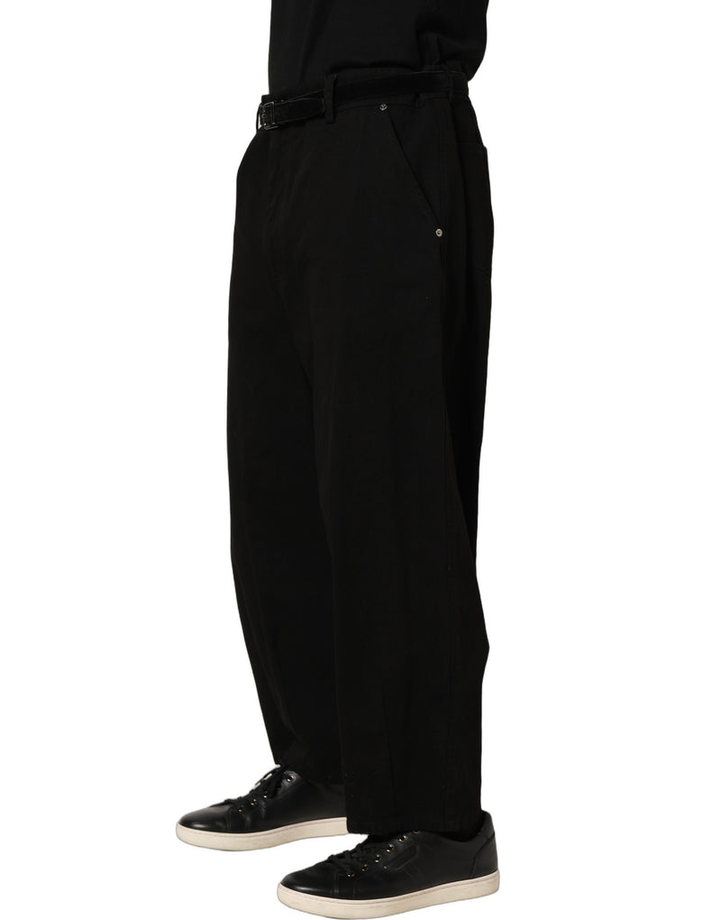 Calça masculina de corte reto e cintura média preta Dolce & Gabbana