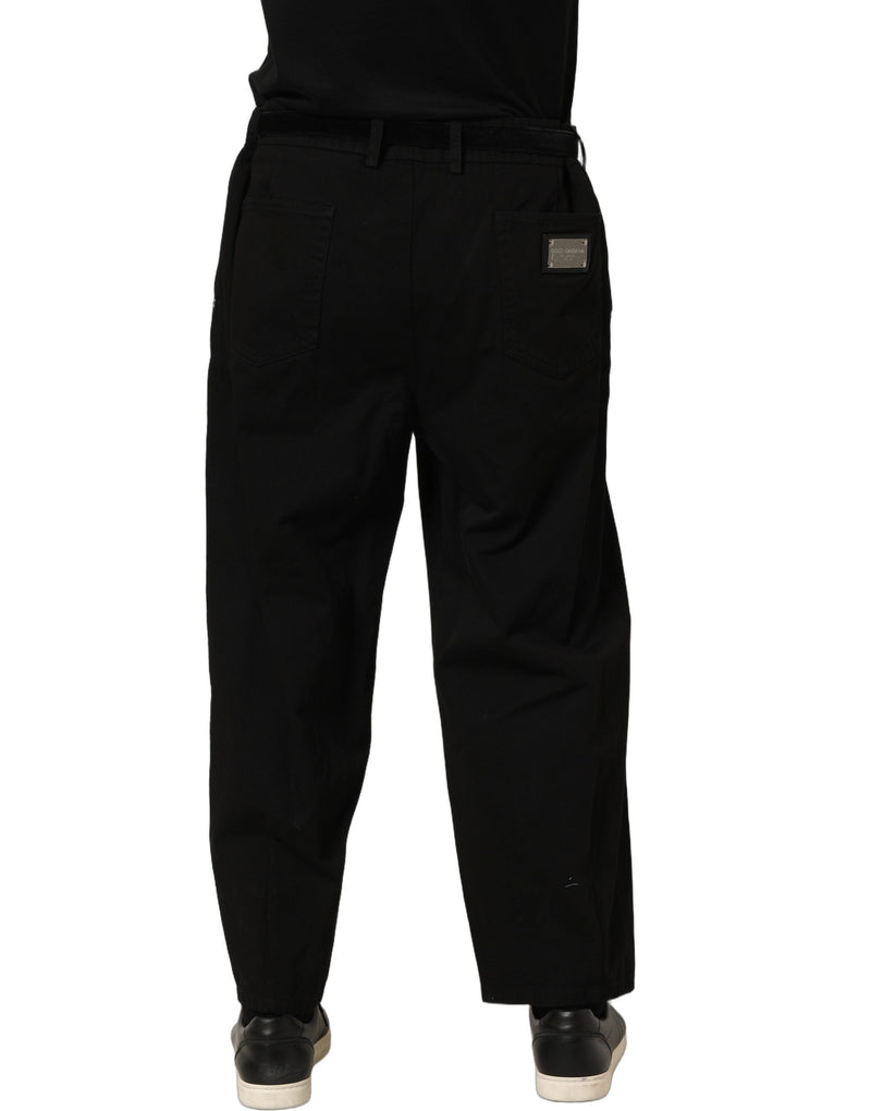 Calça masculina de corte reto e cintura média preta Dolce & Gabbana