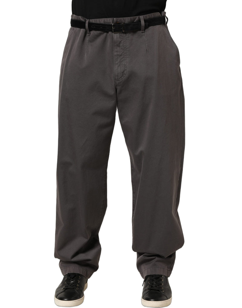 Pantalón Dolce & Gabbana gris oscuro de tiro medio y corte recto para hombre