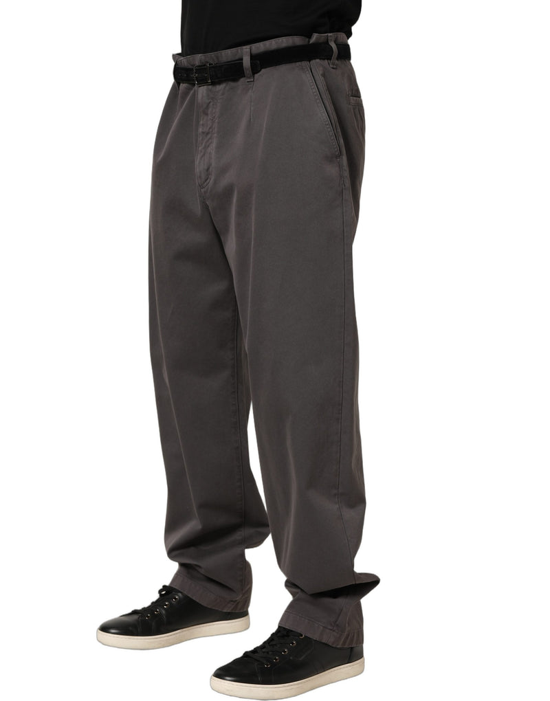 Pantalón Dolce & Gabbana gris oscuro de tiro medio y corte recto para hombre