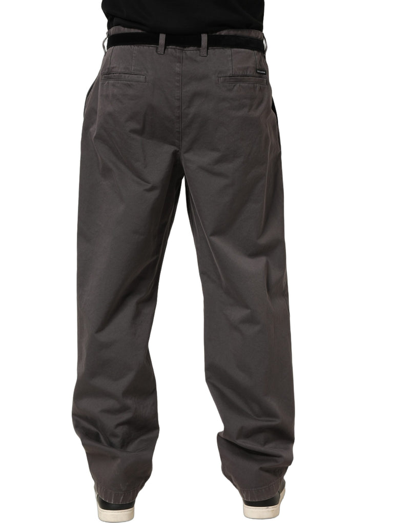 Pantalón Dolce & Gabbana gris oscuro de tiro medio y corte recto para hombre