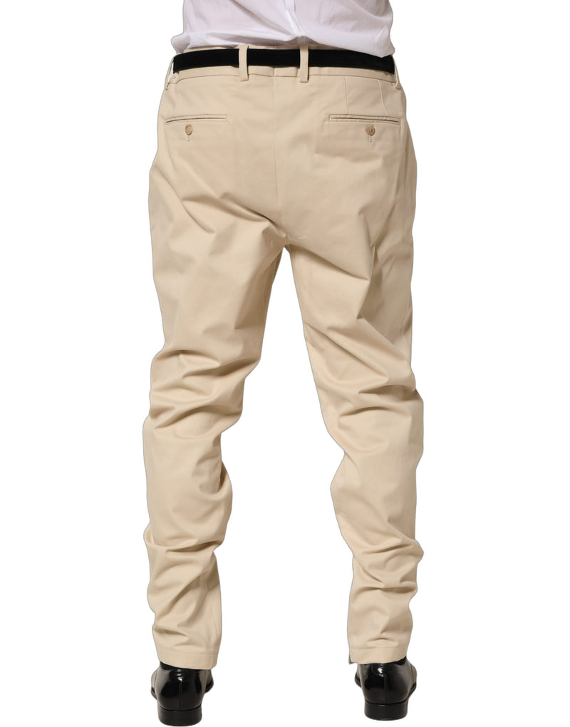 Pantaloni affusolati beige a vita media Re-Editon da uomo Dolce & Gabbana
