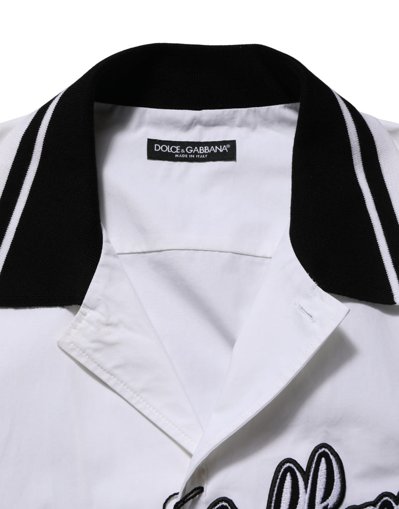 Chemise décontractée en coton blanc avec écusson logo Dolce & Gabbana