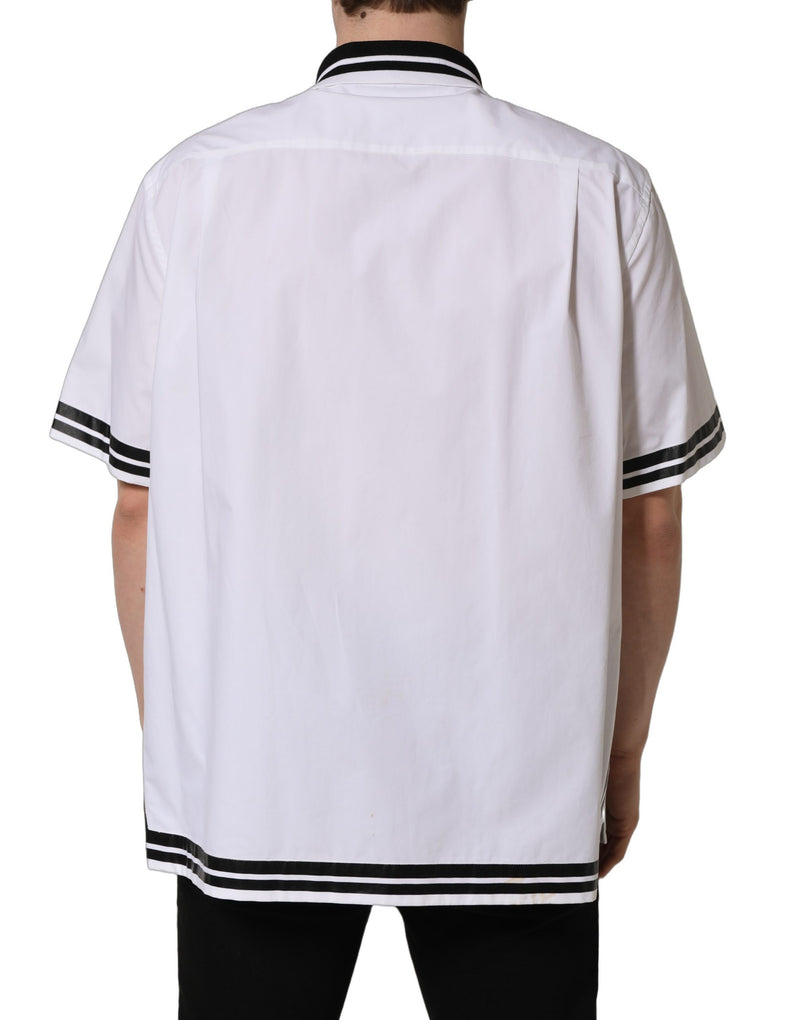 Chemise décontractée en coton blanc avec écusson logo Dolce & Gabbana