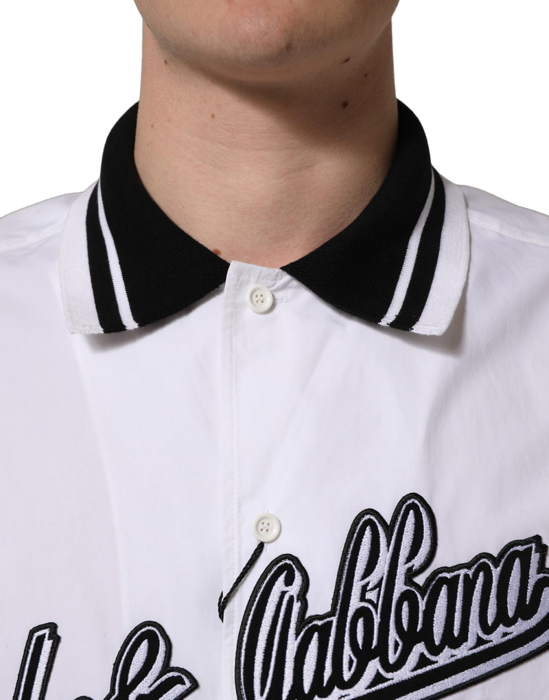 Chemise décontractée en coton blanc avec écusson logo Dolce & Gabbana