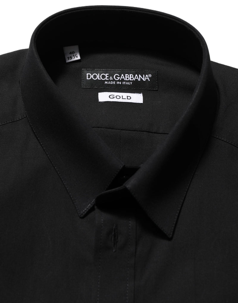 Chemise habillée Dolce & Gabbana noire en coton stretch, coupe GOLD