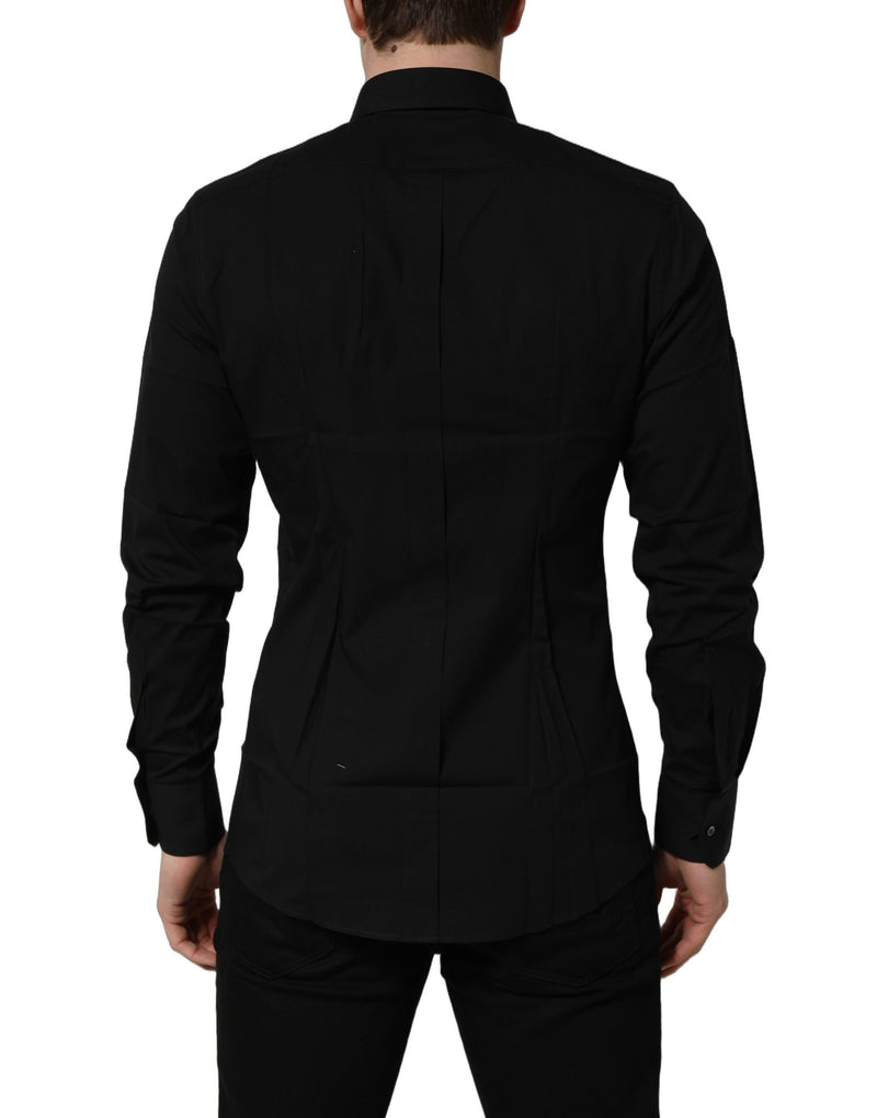 Chemise habillée Dolce & Gabbana noire en coton stretch, coupe GOLD