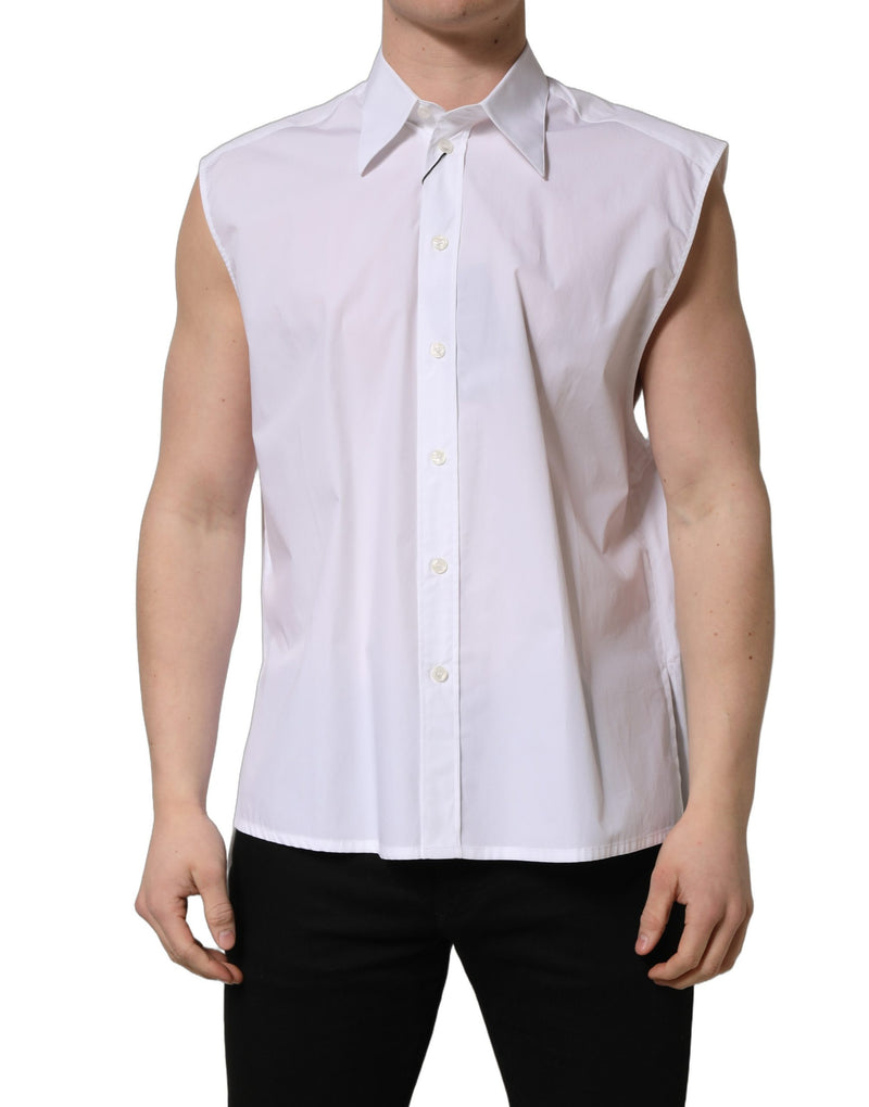Camicia elegante smanicata in cotone bianco Dolce & Gabbana