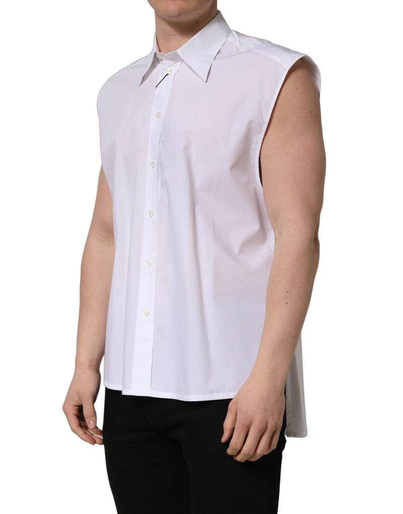 Camicia elegante smanicata in cotone bianco Dolce & Gabbana