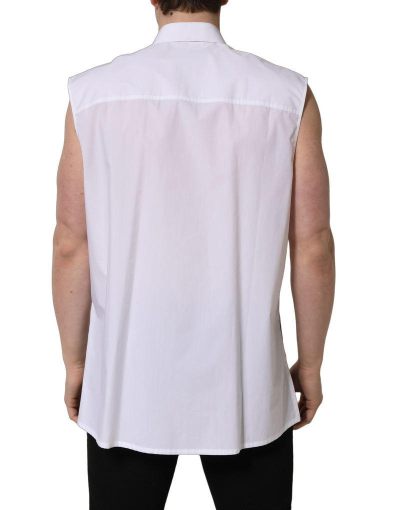 Camicia elegante smanicata in cotone bianco Dolce & Gabbana