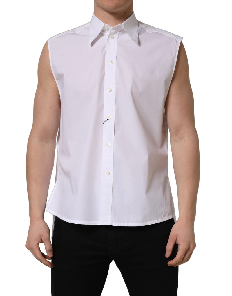Camisa formal sin mangas Dolce & Gabbana de algodón blanco