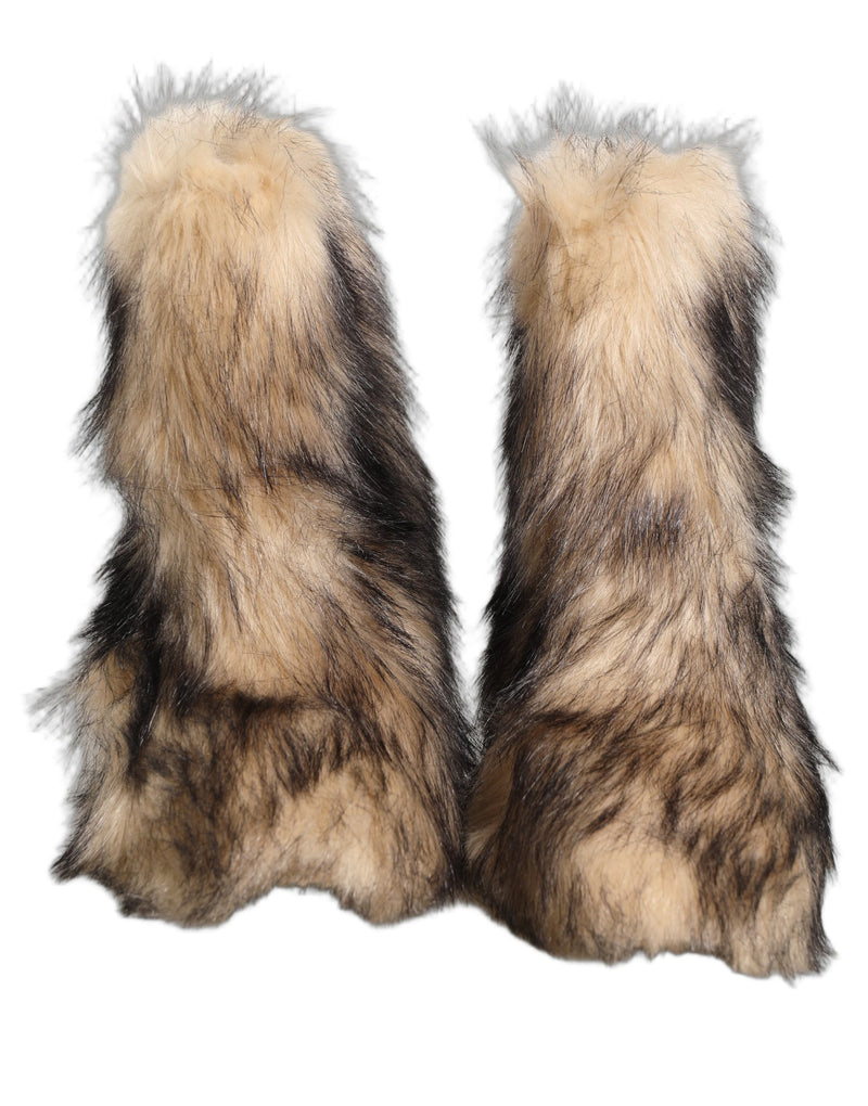 Bottes pour homme Dolce & Gabbana marron en fausse fourrure, mi-mollet