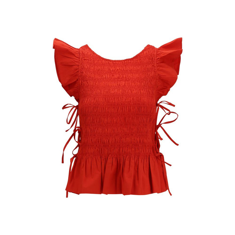 Ganni Red Cotton Blouse