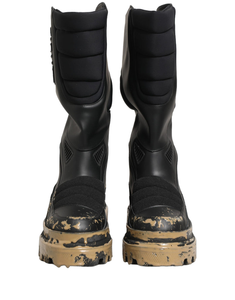 Bottes mi-mollet pour homme en cuir noir style motard Dolce & Gabbana