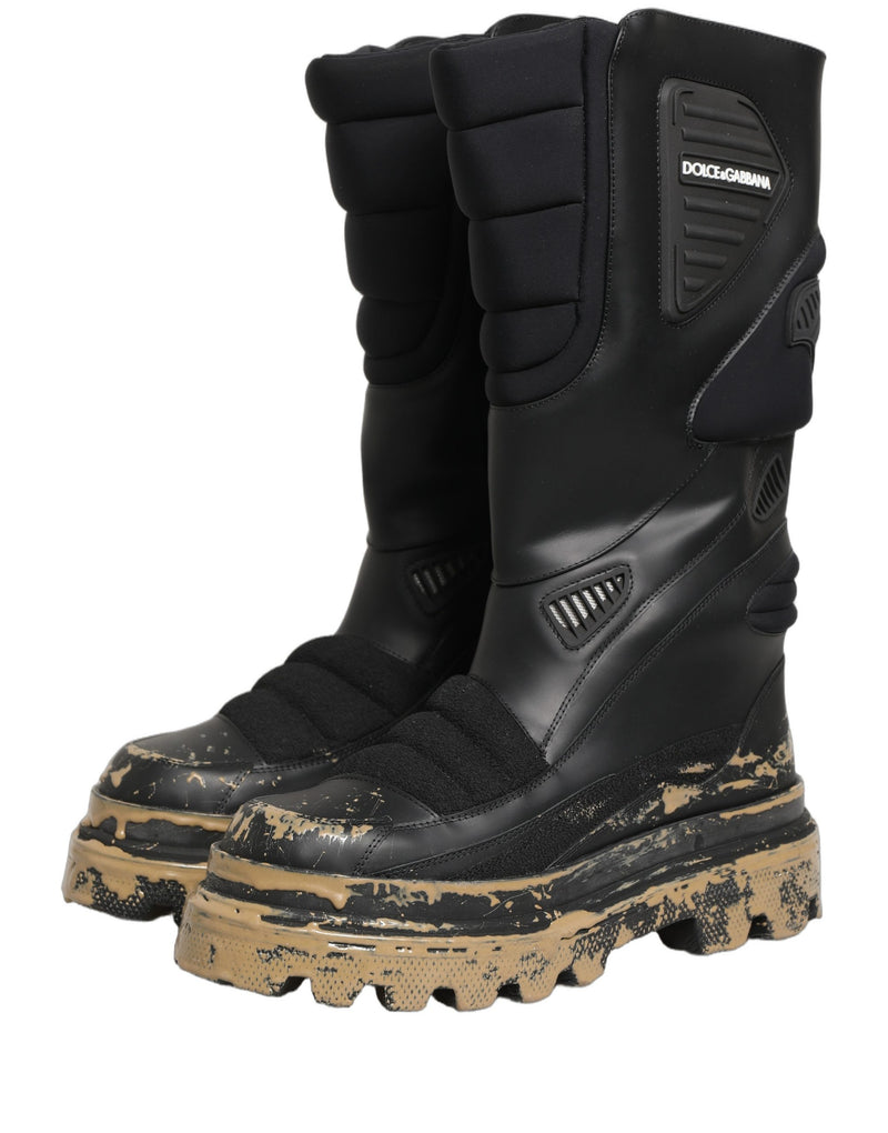 Bottes mi-mollet pour homme en cuir noir style motard Dolce & Gabbana