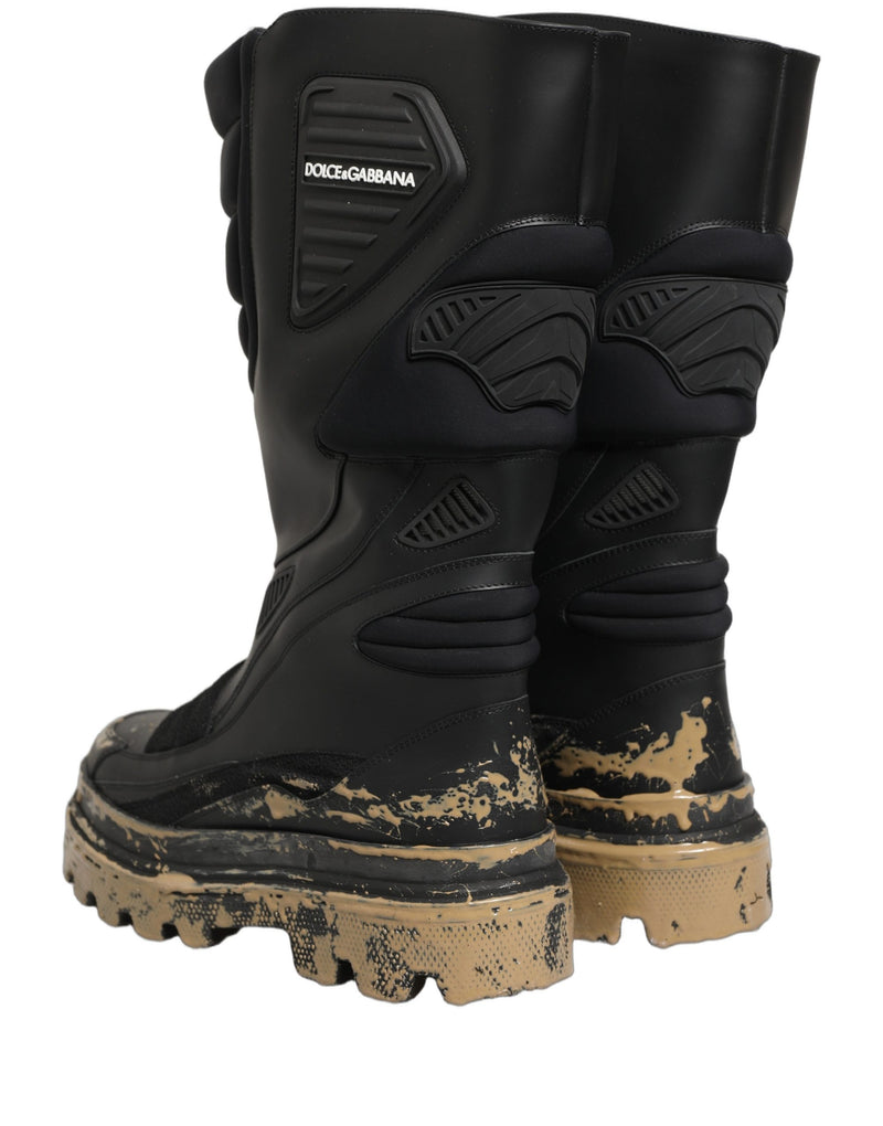 Bottes mi-mollet pour homme en cuir noir style motard Dolce & Gabbana