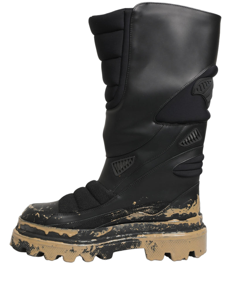 Bottes mi-mollet pour homme en cuir noir style motard Dolce & Gabbana