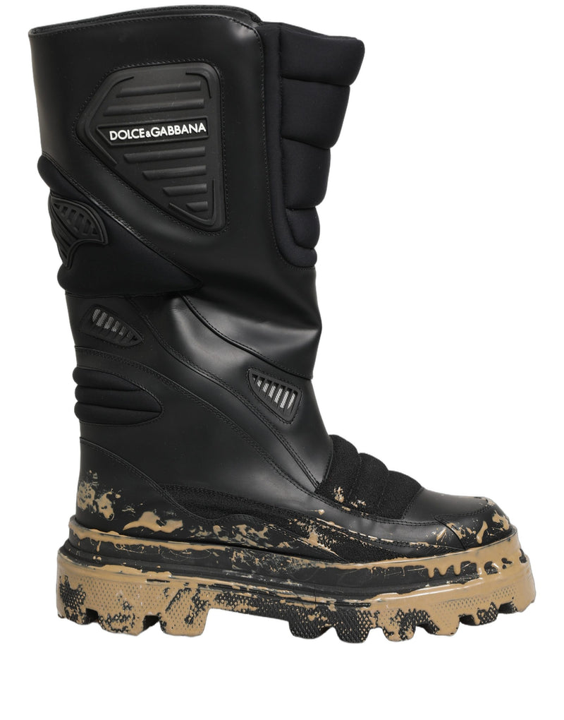 Bottes mi-mollet pour homme en cuir noir style motard Dolce & Gabbana