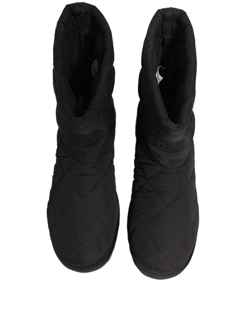 Dolce & Gabbana Black Quilted Effect Mid Calf Boots Shoes