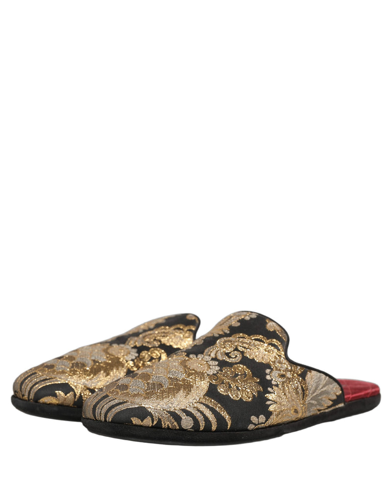 Sandali bassi da uomo in jacquard floreale nero Dolce & Gabbana