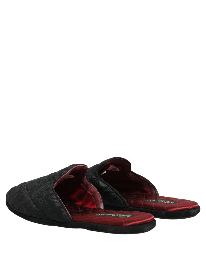 Pantoufles à enfiler en brocart floral noir Dolce & Gabbana