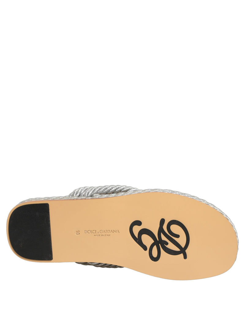 Chanclas con tira de cuerda plateada de Dolce & Gabbana