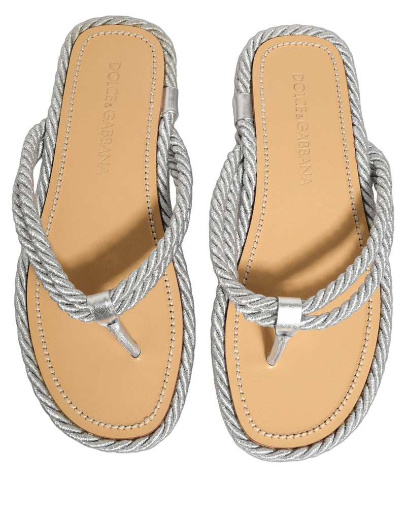 Chanclas con tira de cuerda plateada de Dolce & Gabbana