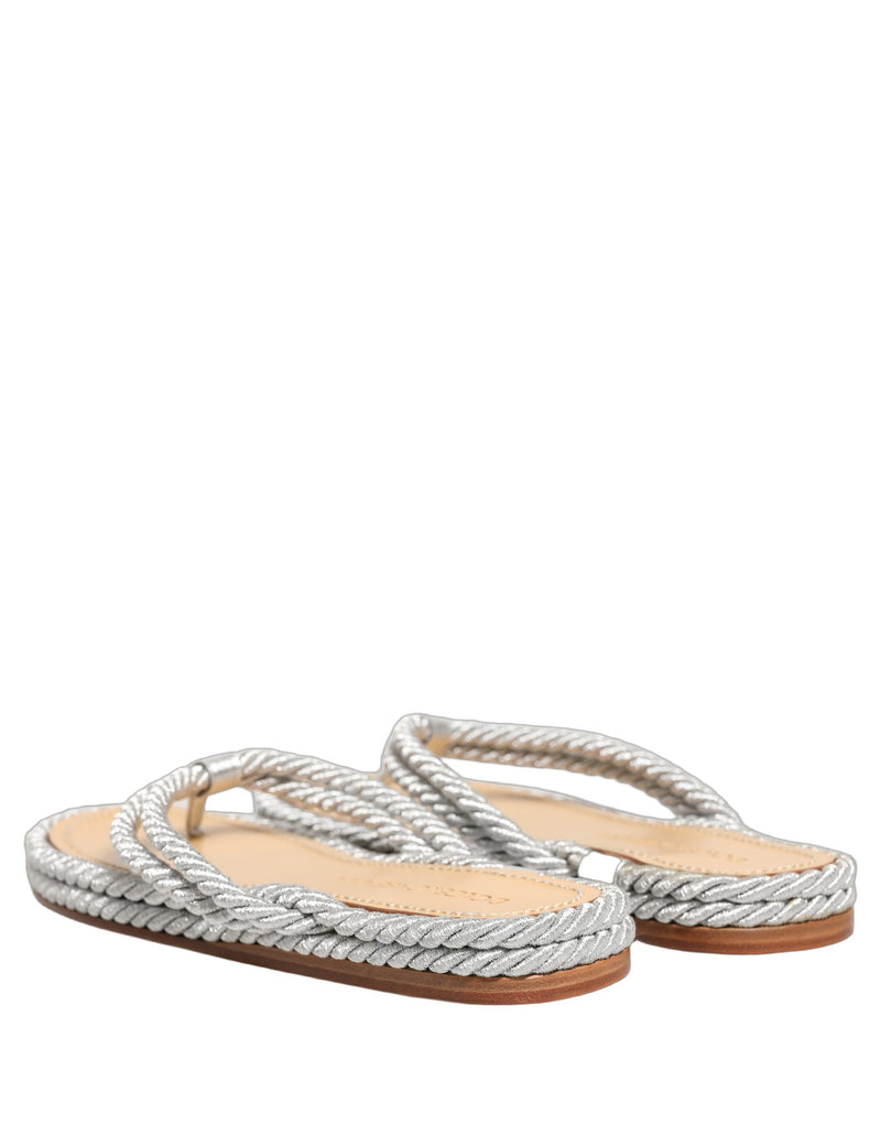 Chanclas con tira de cuerda plateada de Dolce & Gabbana