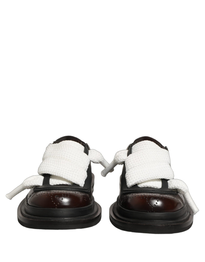 Dolce & Gabbana Sandali bassi marroni da uomo in pelle, modello slip-on